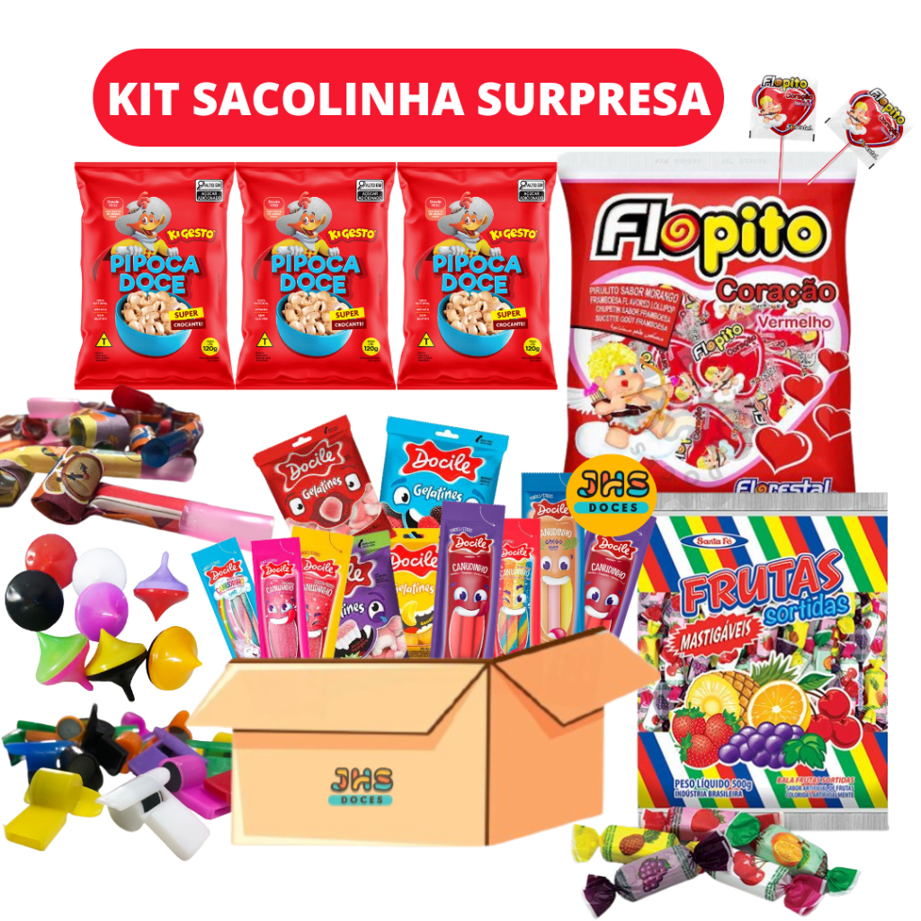 Kit Doces 25 Sacolinhas Surpresa Guloseima Festa Aniversário em Oferta na Shopee