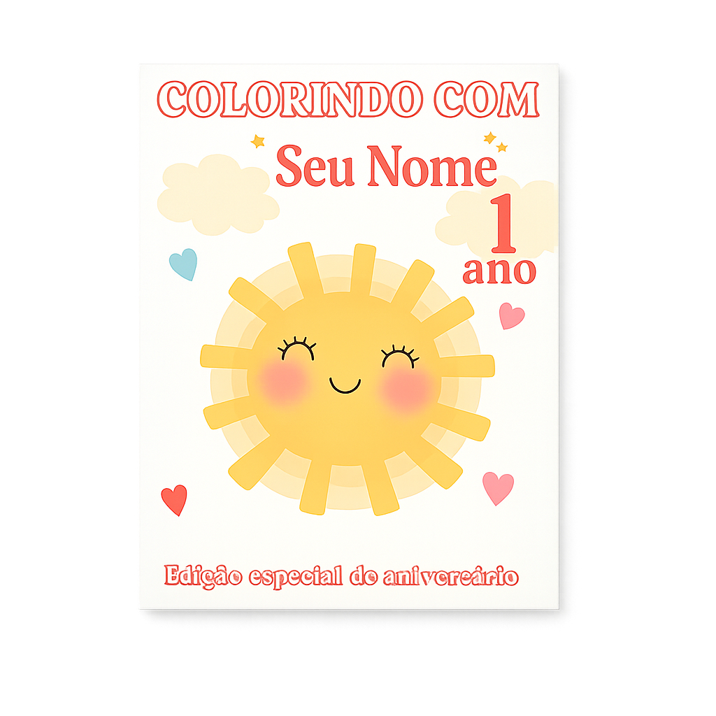 Kit 40 Revista de colorir Primeira Volta ao Sol Personalizada | Livro de colorir lembrancinha infantil