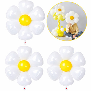 Kit Balão Flor Margarida Branca 45cm Decoração Jardim Festa Enfeite em Oferta na Shopee