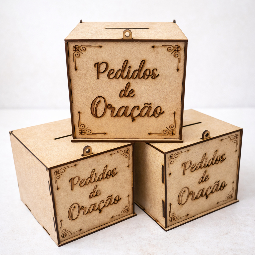 COFRE URNA COM 12X12X12CM MDF PERSONALIZADA ORAÇÃO DIZIMO OFERTA