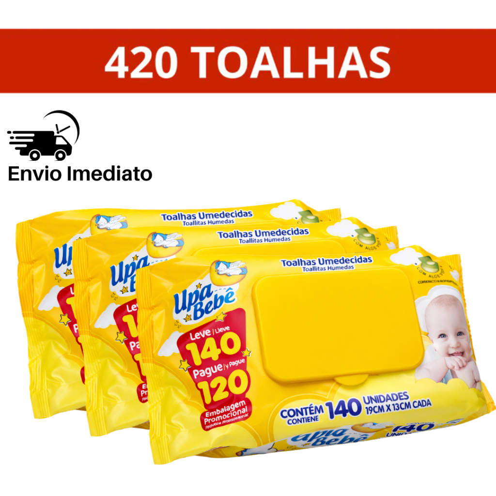 Toalhas Umedecidas 420un 3 Pacotes Upa Bebê Promoção