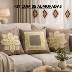 Kit 5 Capas de Almofadas Bordadas Luxo- 45X45