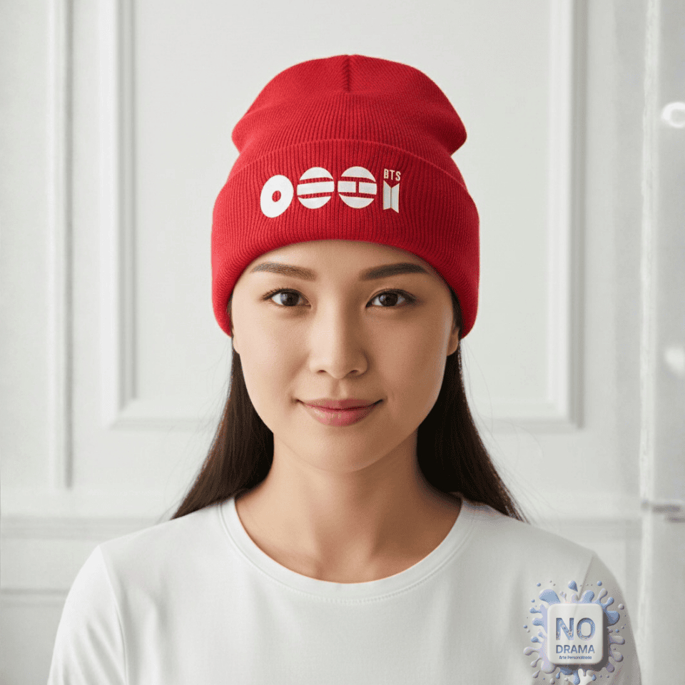 Touca BTS Arirang Preta ou Vermelha | Touca Kpop Inverno Army | Gorro Estiloso Confortável