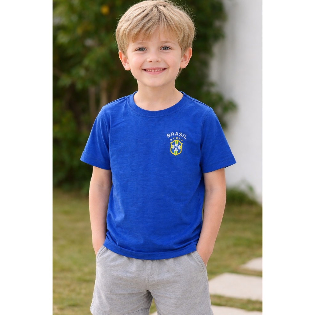 Camisa Ou Regata Brasil Copa Do Mundo Futebol Infantil Unissex Tamanho 1 ao 8