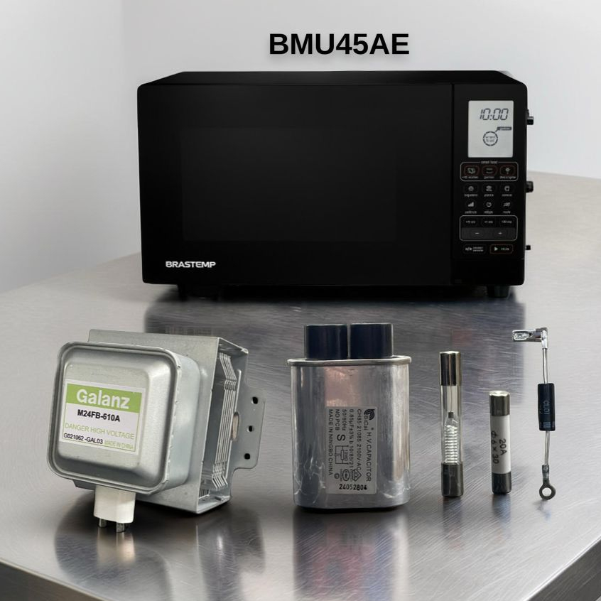 Kit Reparo Microondas BMU45AE Magnetron 610A + Cap 0,85uf + Fusível 20a + Fusivel 0.8A + diodo