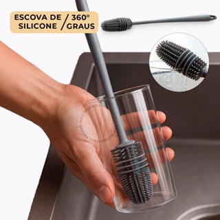 Escova De Silicone Lavar Garrafa Mamadeira Copo Taça Ou Banheiro Casa Cozinha Limpeza Multiuso em Oferta na Shopee