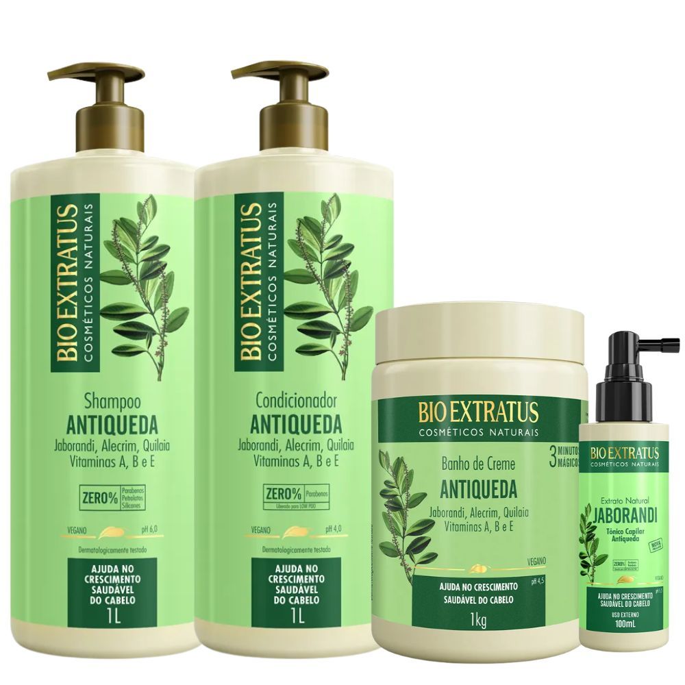 Kit Antiqueda Jaborandi 1 Litro/Kg Bio Extratus 3 Produtos +  Tônico Extrato De Jaborandi 100ml