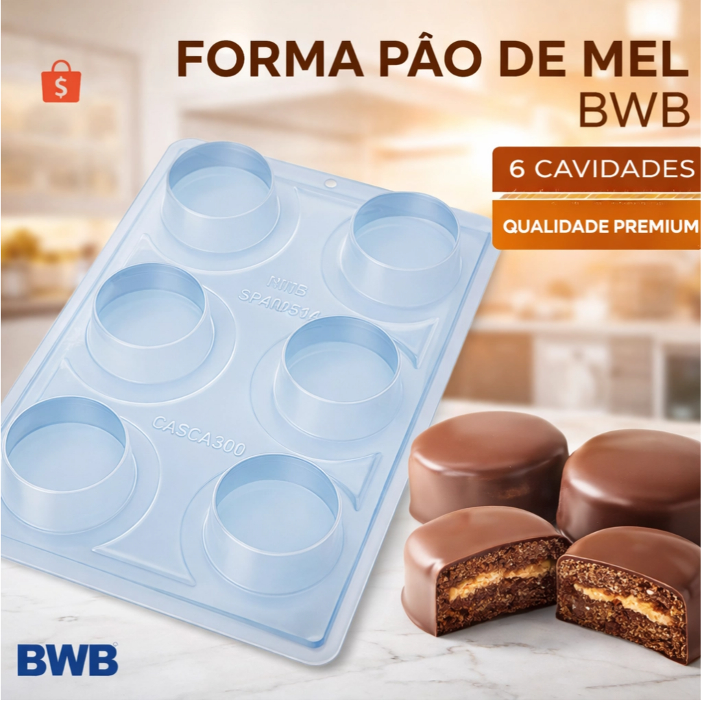 Kit 02 Formas Especial Pão De Mel Grande Chocolate 3 Partes Bwb Forminha Profissional 6 Cavidades