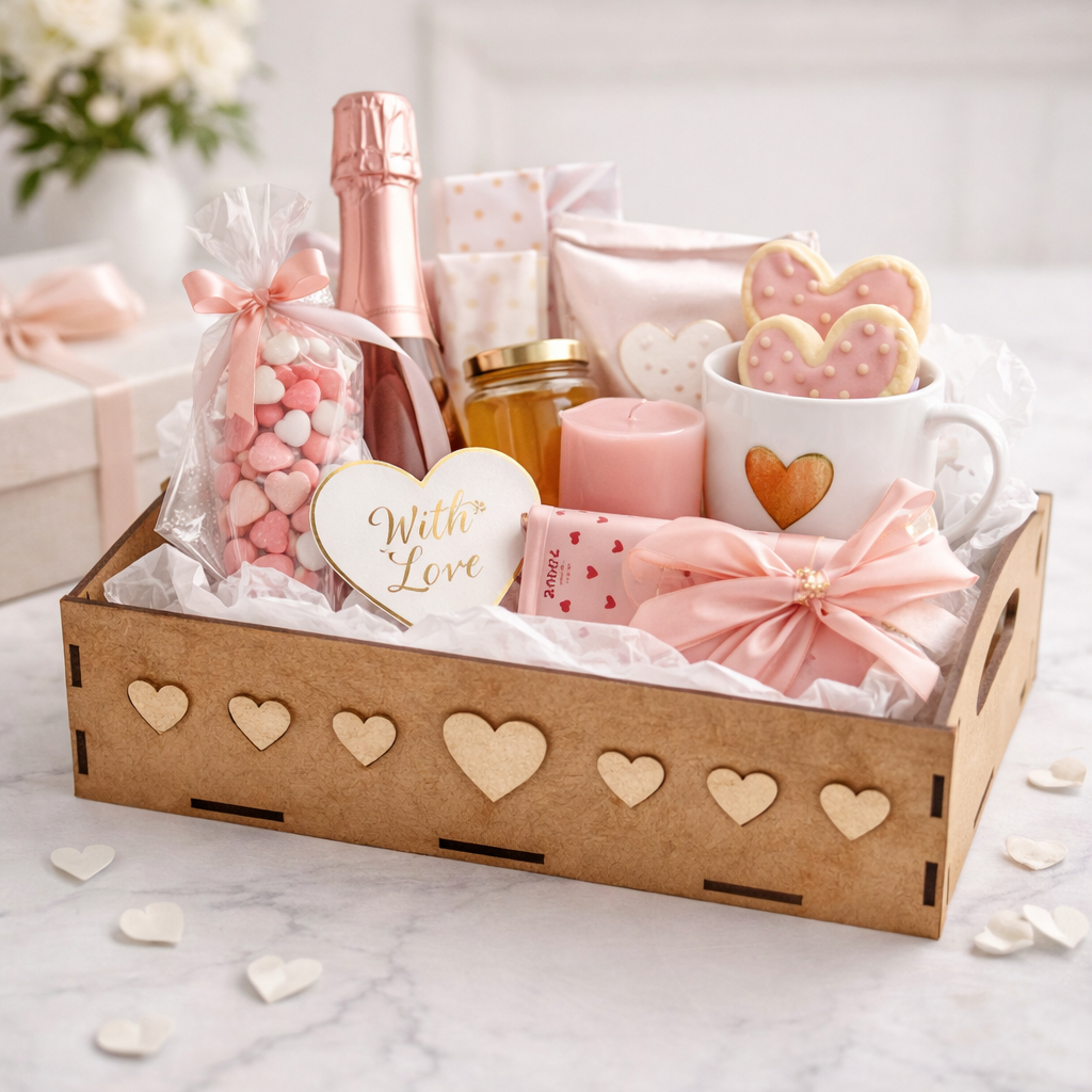 10 Bandejas Linha Coração MDF 20x15x5 Feminino Decoração Maquiagem Presente Perfume Chocolate Multiuso Organizador