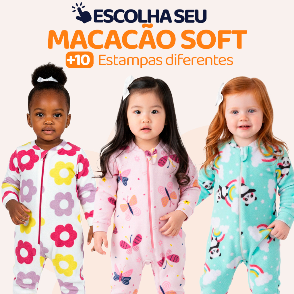 Escolha Seu Macacão Bebe Menina Roupa Inverno Soft Peluciado Com Zíper Quentinho Confortável Capivara, Panda, Unicórnio em Oferta na Shopee