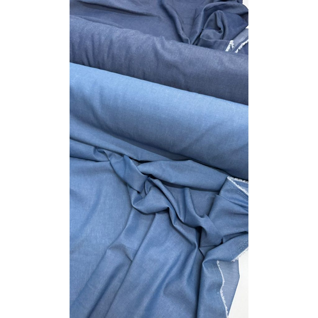 Tecido Chambre, Jeans leve Azul claro e Azul escuro em Oferta na Shopee