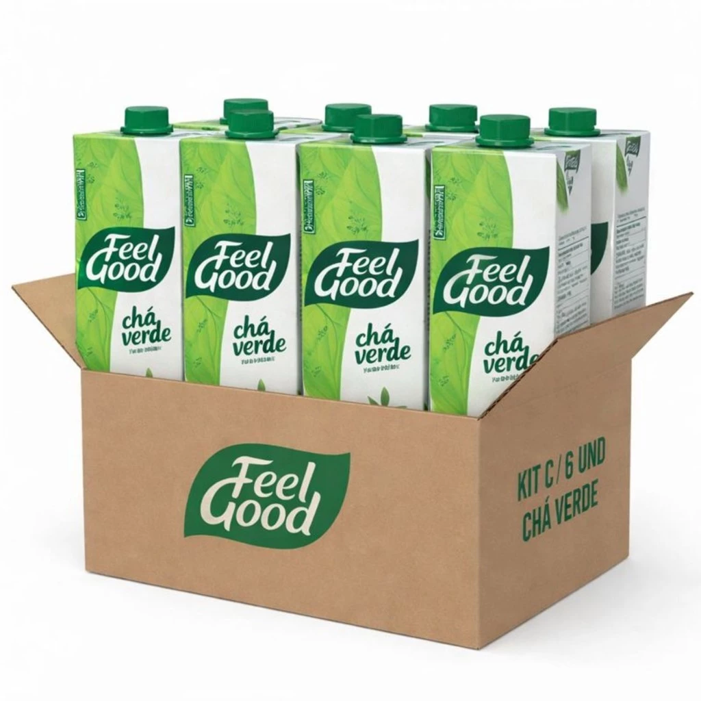 Kit 6x Chá Verde c/ Limão Baixo em Calorias FEEL GOOD 1L