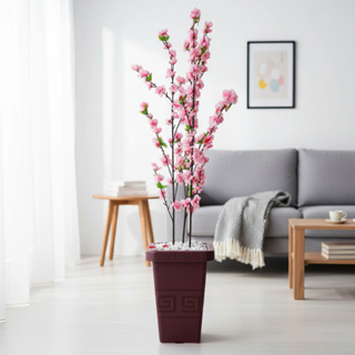 Planta Artificial Cerejeira Rosa com Vaso Grande Decorativo Enfeite Casa Sala Escritório em Oferta na Shopee