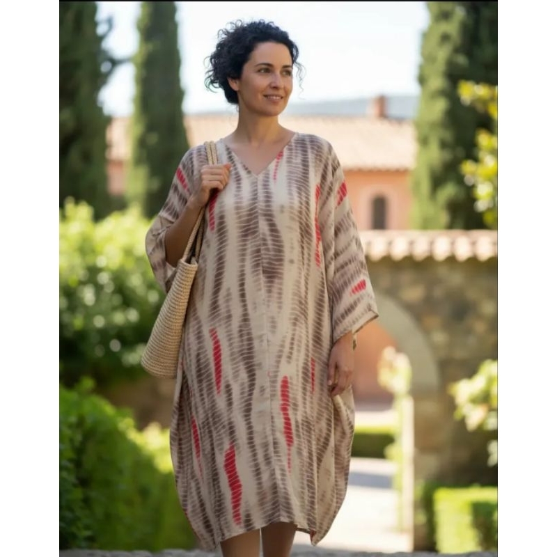 Vestido poncho indiano em seda pura importados free size