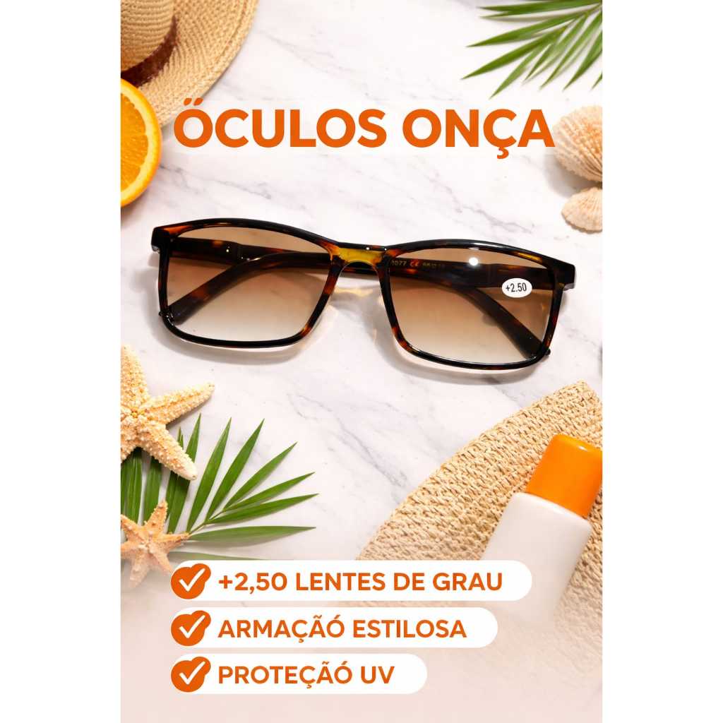 Óculos de Leitura/Sol com Grau  Pra Perto Masculino / Feminino