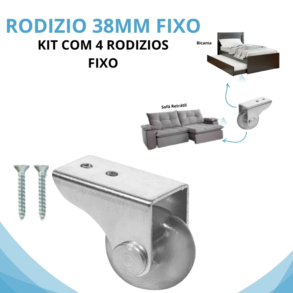 Kit 4 Rodinha Silicone Fixo De Sofá Retrátil Gel Anti Risco Altura Total 38mm + Parafusos de Fixação em Oferta na Shopee