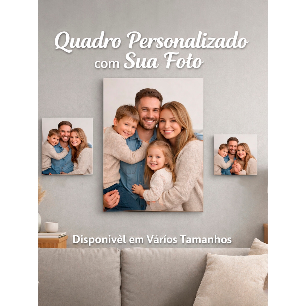 Quadro PERSONALIZADO SUA FOTO, Não é adsivo é em tela material em tecido de alta qualidade em Oferta na Shopee