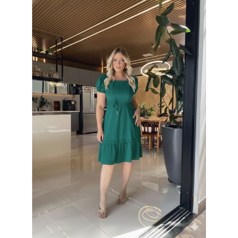 ✨ Vestido Ayla Midi Crepinho – Moda Evangélica Elegante ✨