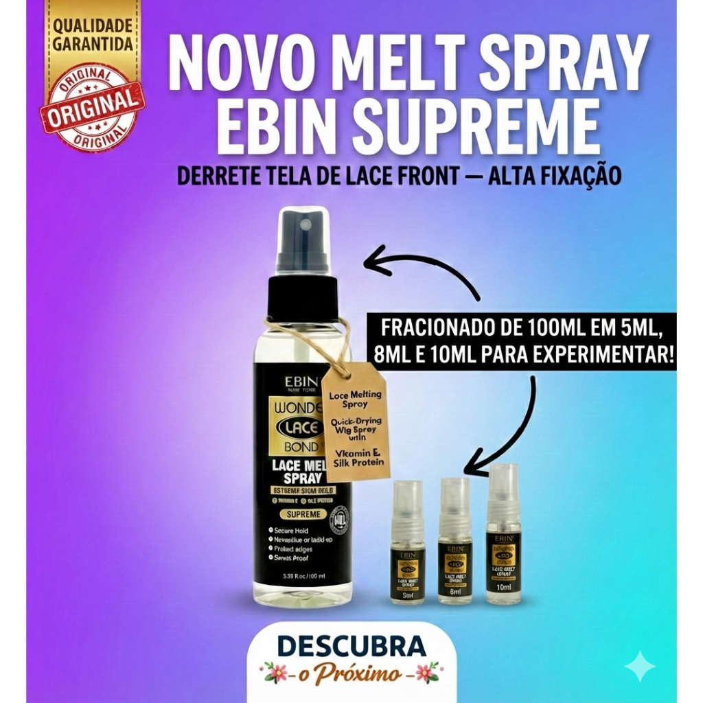 Melt spray derrete tela de Lace Front Melting Ebin Supreme100ml/10ml/8ml/5ml em Oferta na Shopee