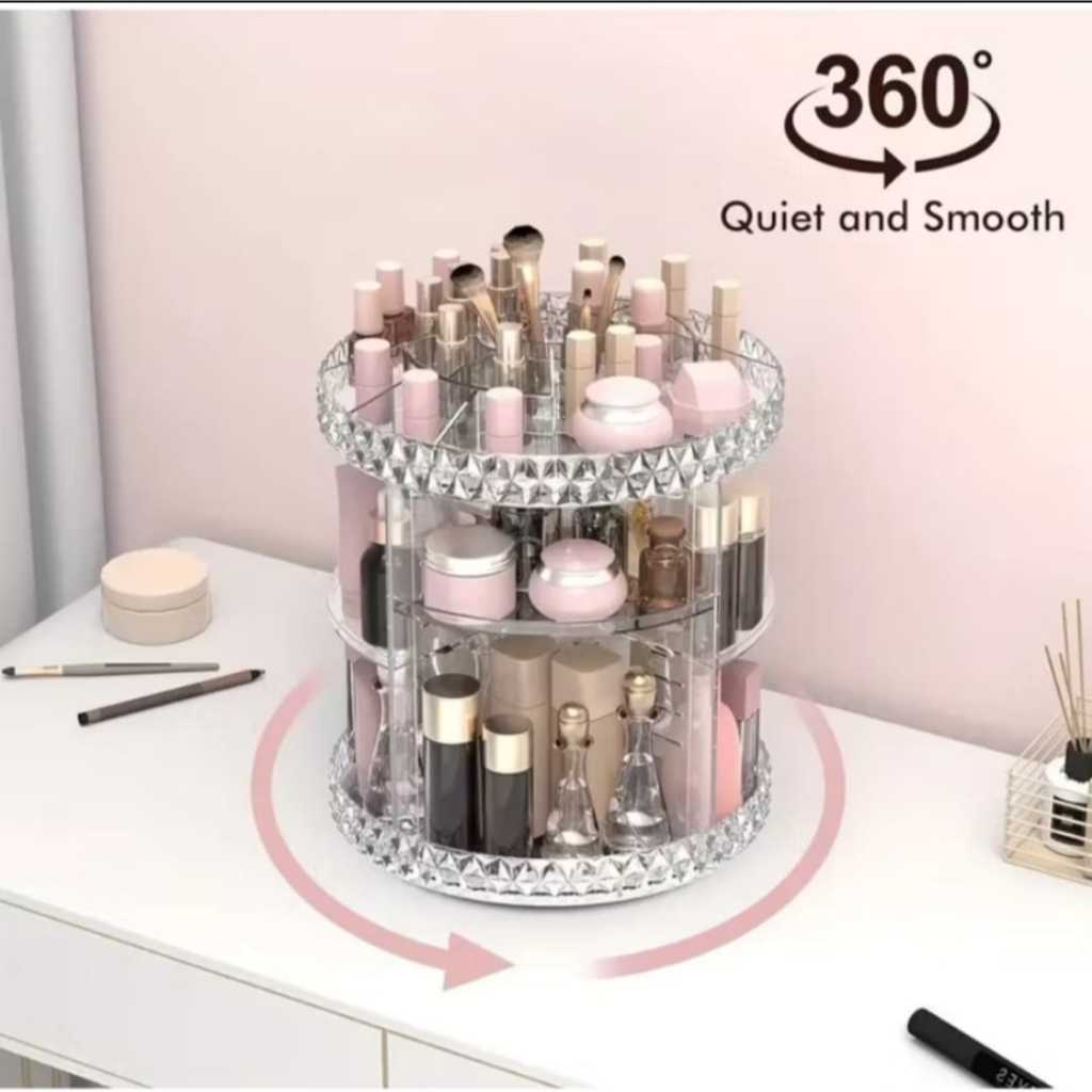 Organizador de Maquiagem Cosmético Skin Care Giratório 360° em Acrílico