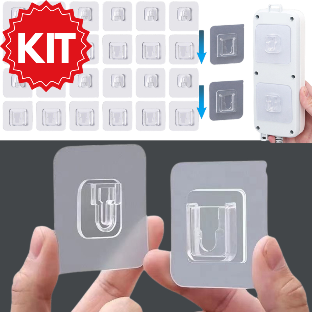 Gancho Adesivo Dupla Face Super Forte Ate 8kg Sem Furos Pregos Para Banheiro E Cozinha Macho Fêmea