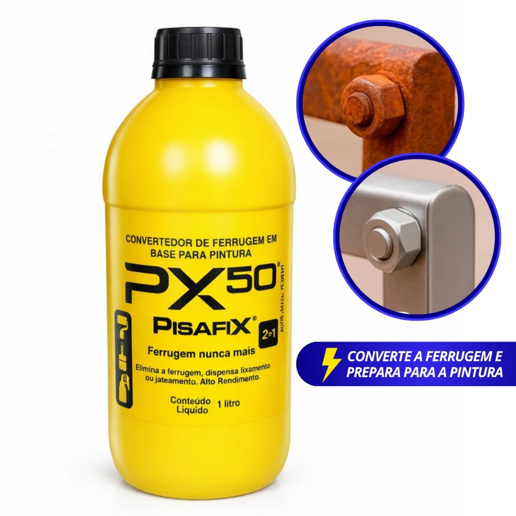 Convertedor De Ferrugem Base Para Pintura Conversor Px50 1L Preparador Tira Ferrugem Pisafix