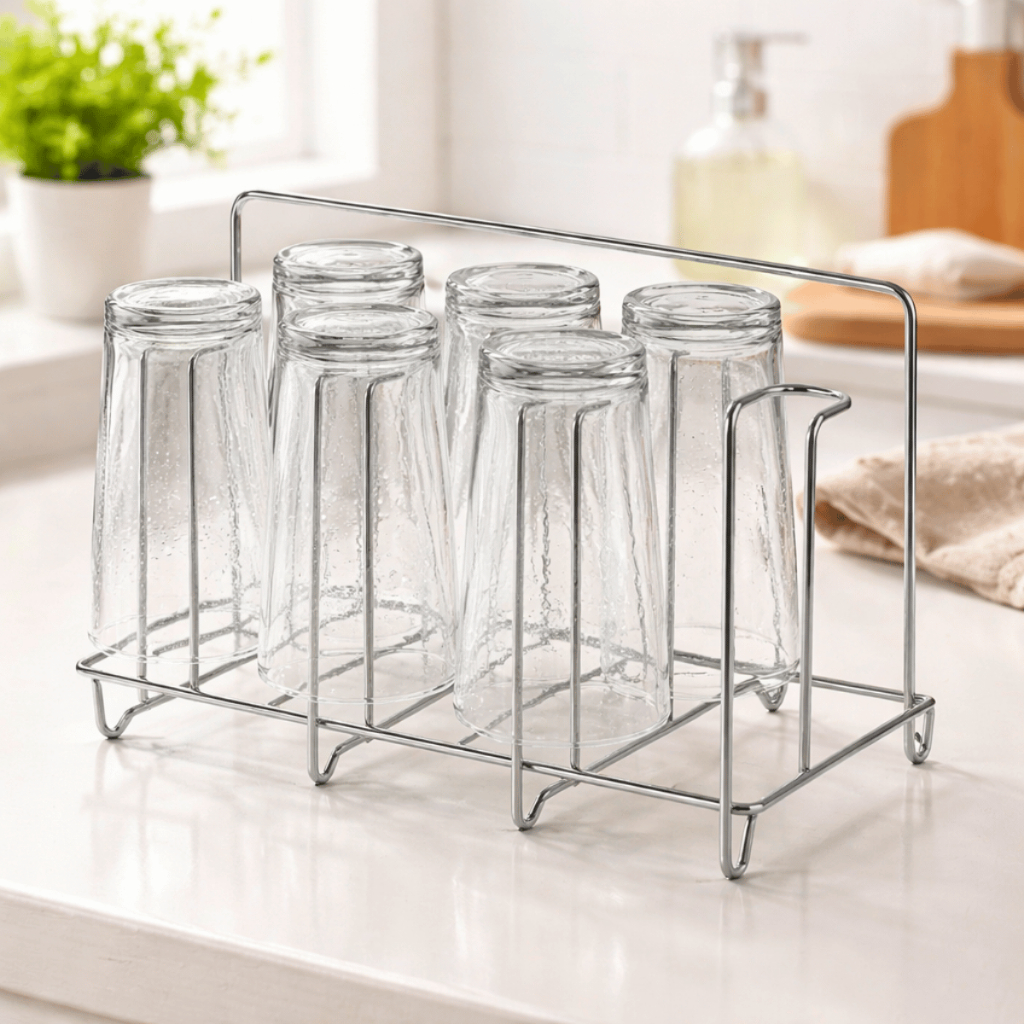 Porta Copos Escorredor 8 Copos Cromado Cozinha em Oferta na Shopee