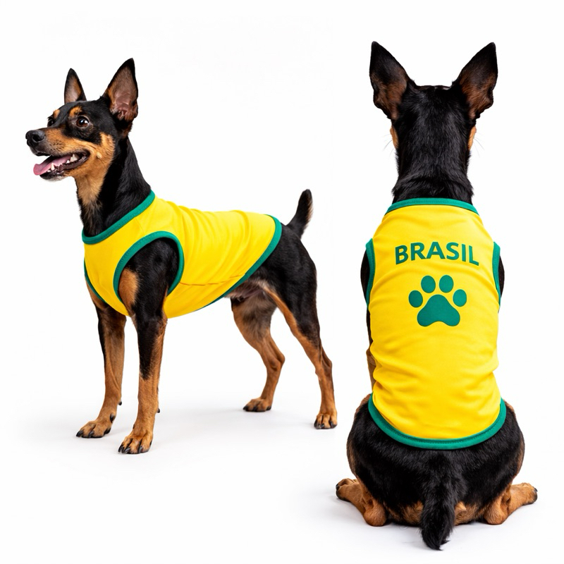 Camiseta regata copa do mundo Brasil para pet cachorro gato