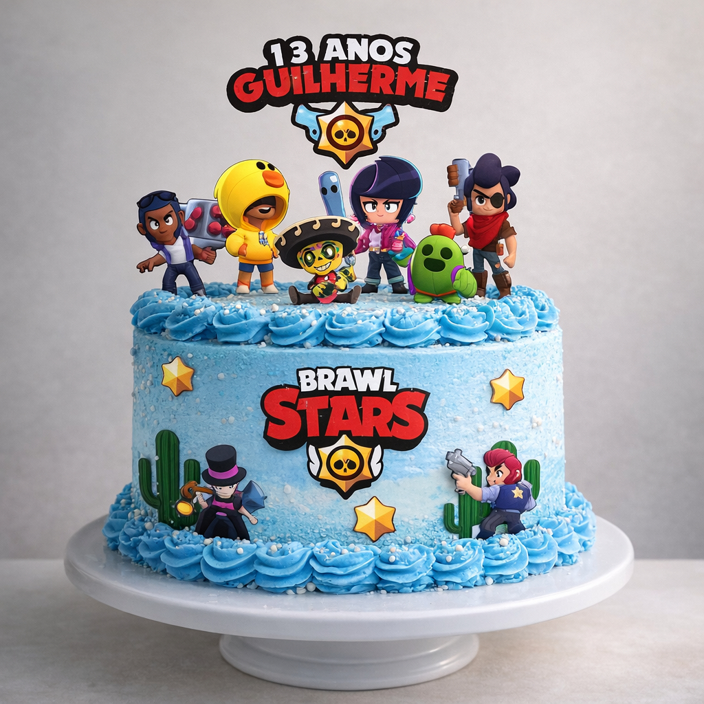 Topper Brawl Stars 3D Personalizado -FAZEMOS EM QUALQUER TEMA