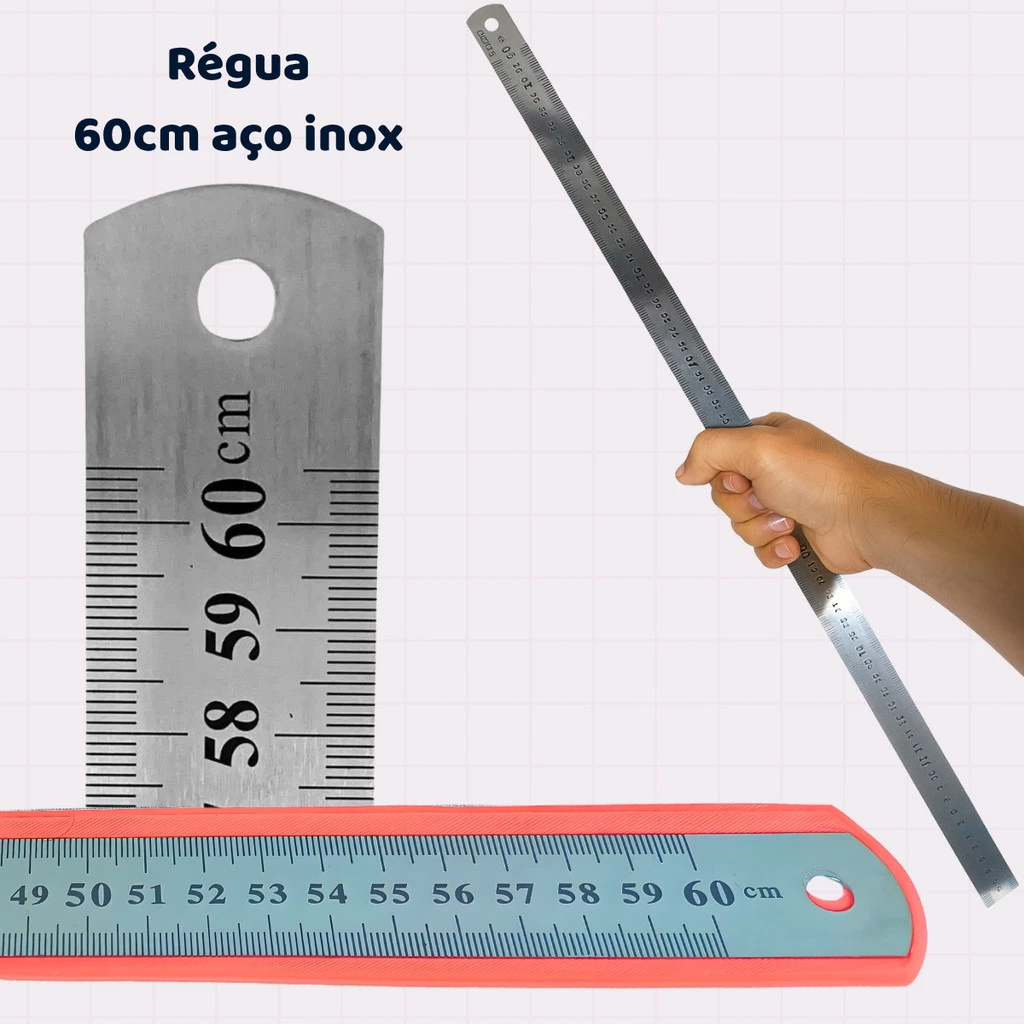 Régua de Inox 30cm/60cm Flexível Dupla Face em Cm e Polegadas – Alta Precisão e Durabilidade em Oferta na Shopee