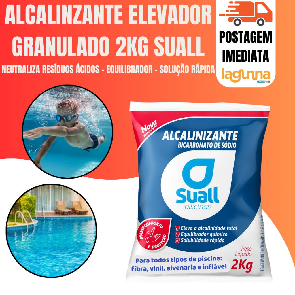 Elevador De Alcalinidade Para Piscina Suall 2kg Alcalinidade em Oferta na Shopee