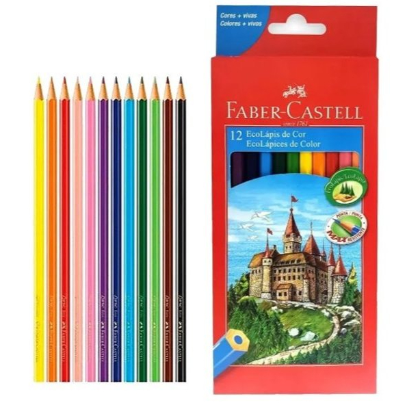 LAPIS FABER CASTELL SEXTAVADO 12 CORES E 24 CORES (ESCOLHER NA COMPRA) em Oferta na Shopee