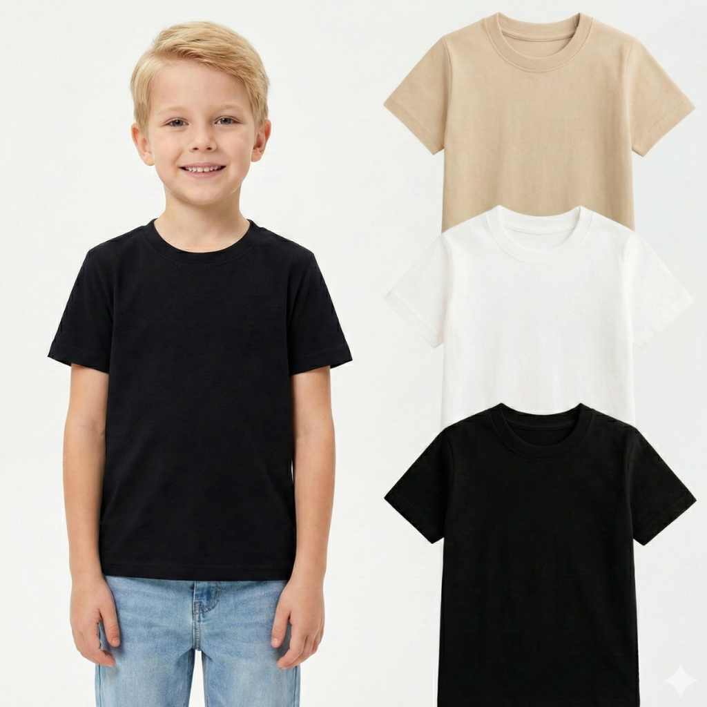 Kit 3 Camisetas Infantil Urban Kids Comfort - Básica Premium Para Escola e Dia a Dia