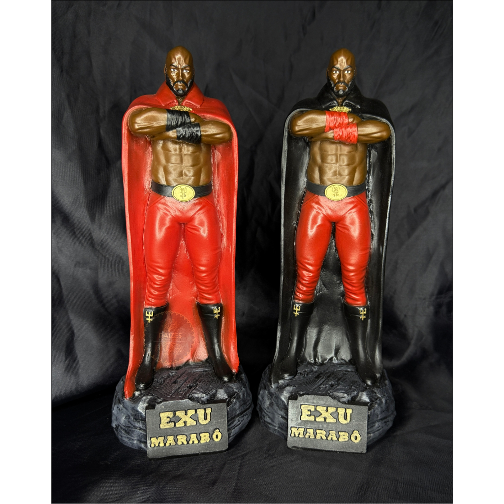 Estátua/Escultura Imagem Exu Marabô Vermelho Preto Resina
