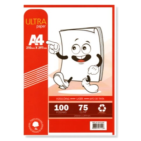 Papel Sulfite A4 Branco 75g Com 100 Folhas Ultra Paper em Oferta na Shopee