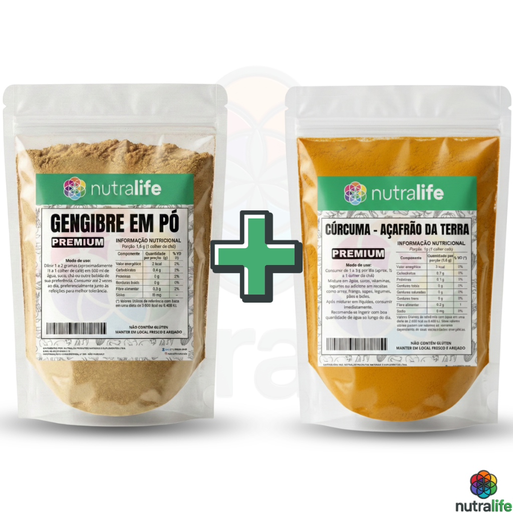 Gengibre + Cúrcuma em Pó | Bebida matinal | Qualidade Premium | 100% Puro em Oferta na Shopee