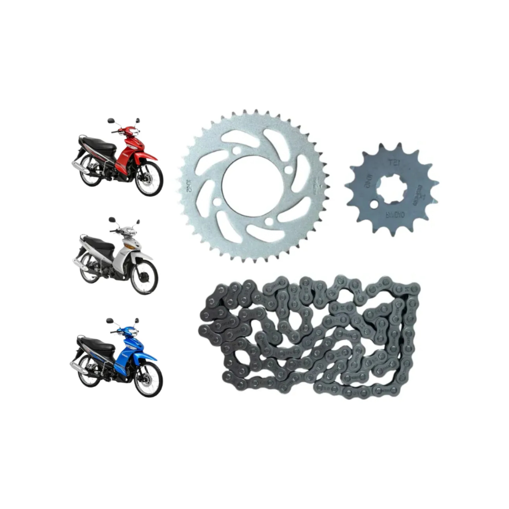 Kit Relação Transmissão Coroa Corrente e Pinhão Crypton 115 de 2010 a 2016 em Oferta na Shopee