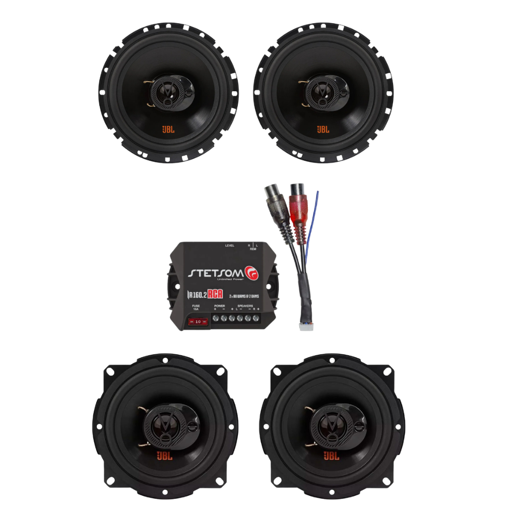 Kit Completo JBL Flex 4 5 Pol e 6 Pol + Amplificador Stetsom 160W RMS Som Automotivo
