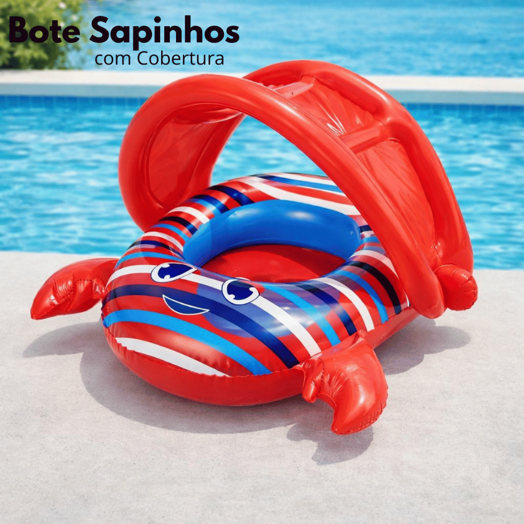 Boia Para Crianças Bote Infantil Cobertura Inflável Sapinho Piscina Proteção Solar Seguro Resistente