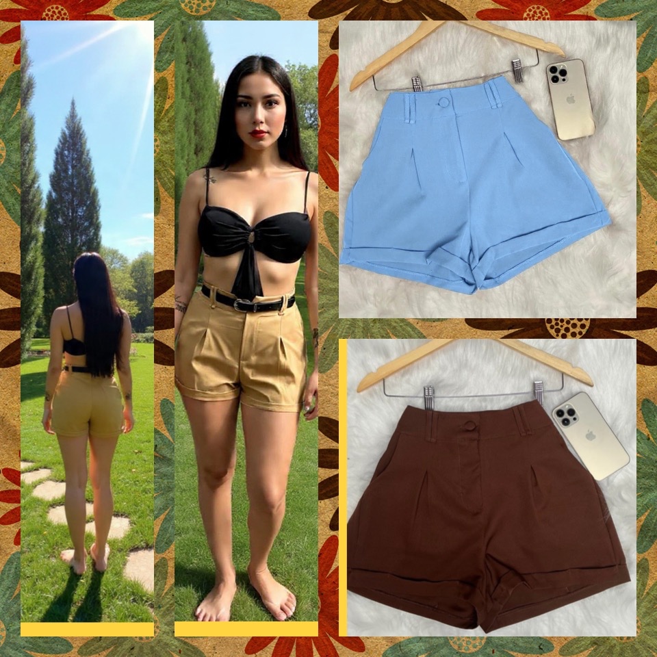 ShortFemininoAlfaiatariaPremiumConZiperBarrinhaDodradoMulherPronta em Oferta na Shopee