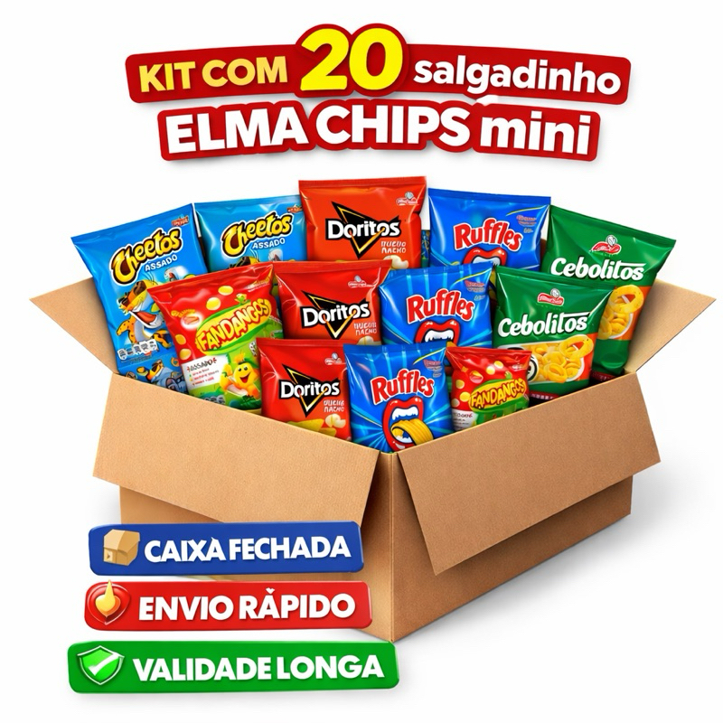 Salgadinhos Elma Chips kit com 20 unidades variados Doritos, Cheetos, Ruffles, Fandangos Original Caixa Fechada