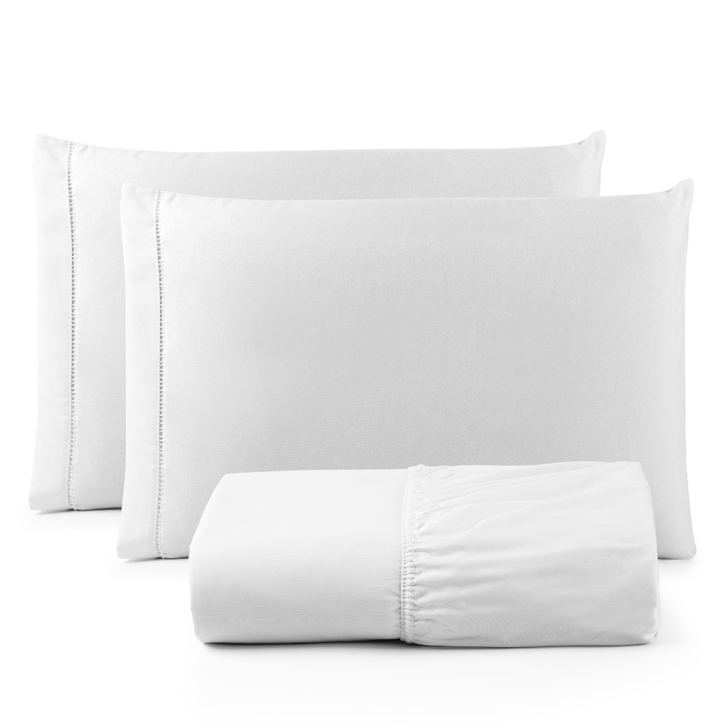 Imagem Jogo de Cama Lençol 400 fios Hypercal 03 Peças Ponto Palito - Solteiro Casal Queen e King