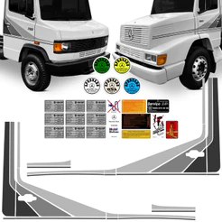 Kit Faixa Caminhao Autocolante Adesivo Porta Lateral Mb 709 912 1618 1992 93 94 1995 Cinza