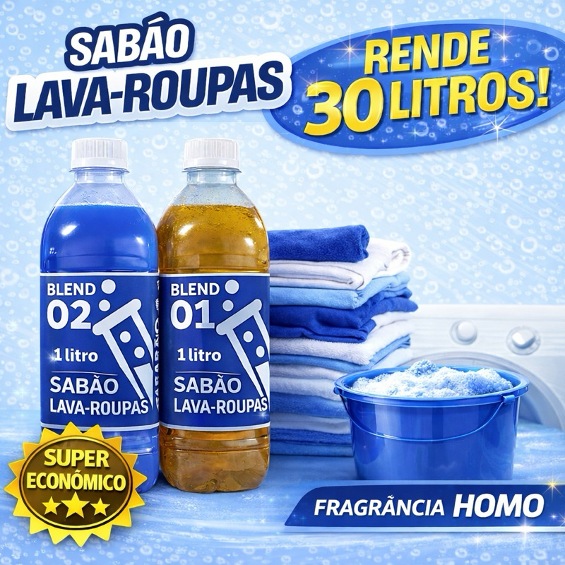BLEND BASE SABÃO LÍQUIDO AZUL HOMO 2X1LT - RENDE 30L em Oferta na Shopee