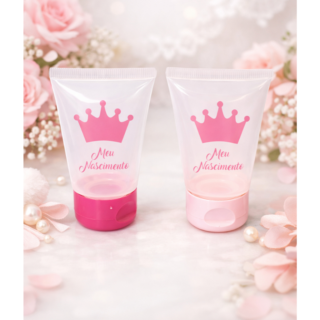 Bisnaga natural 30ml Meu Nascimento com tampa flip top rosa bebe - 30 unidades - R$ 41,70
