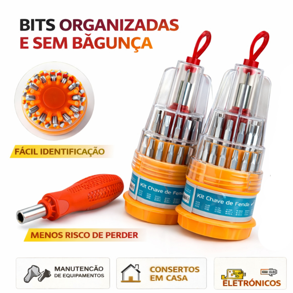 Kit Mini Ferramentas Chaves Precisão 30 Pontas Fenda, Philips, Torx, Allen  Eletrônicos e Reparos