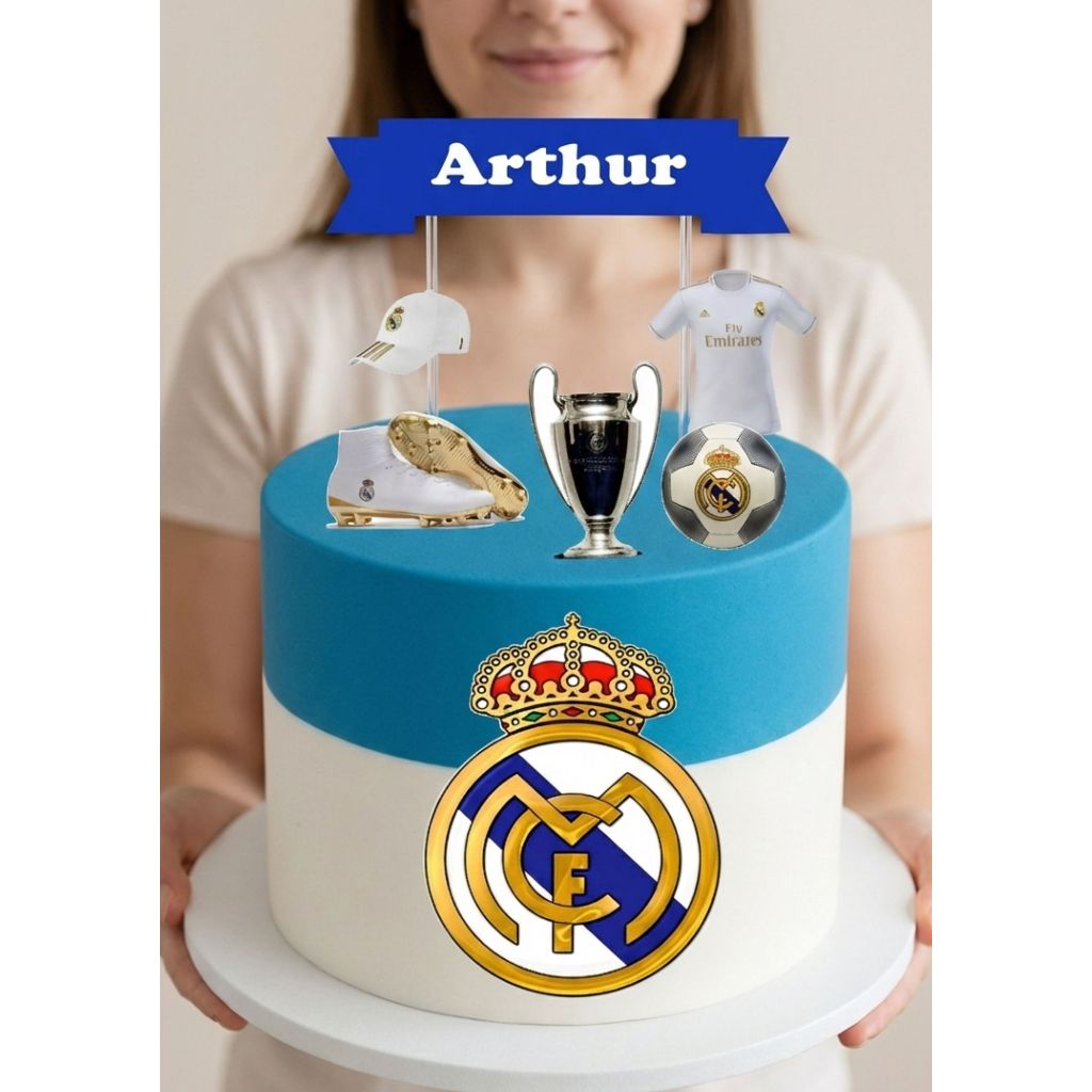 Topo de Bolo Real Madrid Aniversario Comemoração Tema Real Madrid