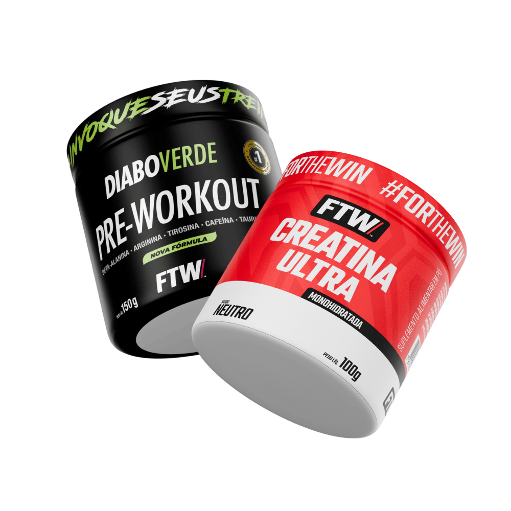 Kit Creatina Ultra Pote 100g FTW + Pré-Treino #Pré-Workout Diabo Verde Pote 150g