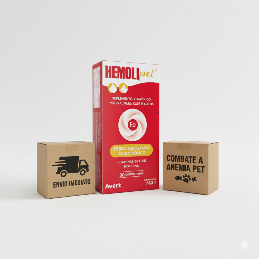 Suplemento Para Cães e Gatos Hemolipet Produção de Células Sanguineas e Combate a Anemia - Envio Imediato