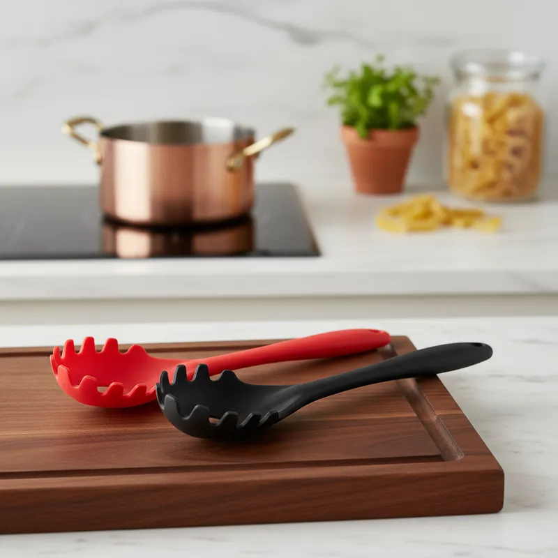 2 Pegador De Massa Macarrão Arroz De Silicone 27cm Grande Furo Passante Não Gruda Resistente